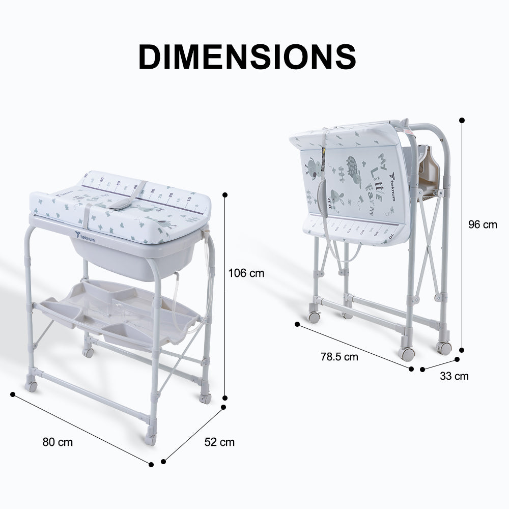 Teknum 2-In-1 Bath Tub & Changing Table - Grey