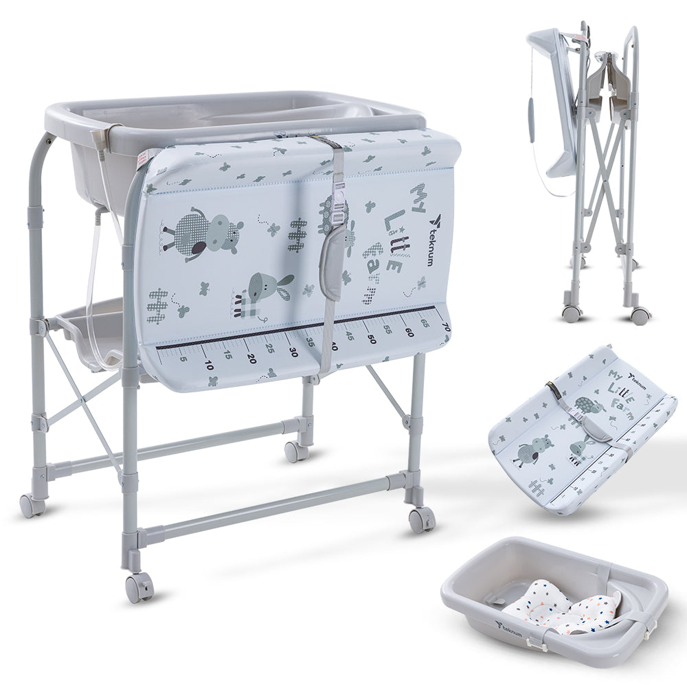 Teknum 2-In-1 Bath Tub & Changing Table - Grey