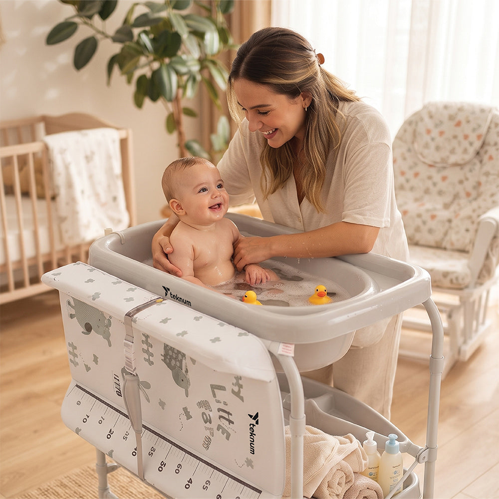 Teknum 2-In-1 Bath Tub & Changing Table - Grey