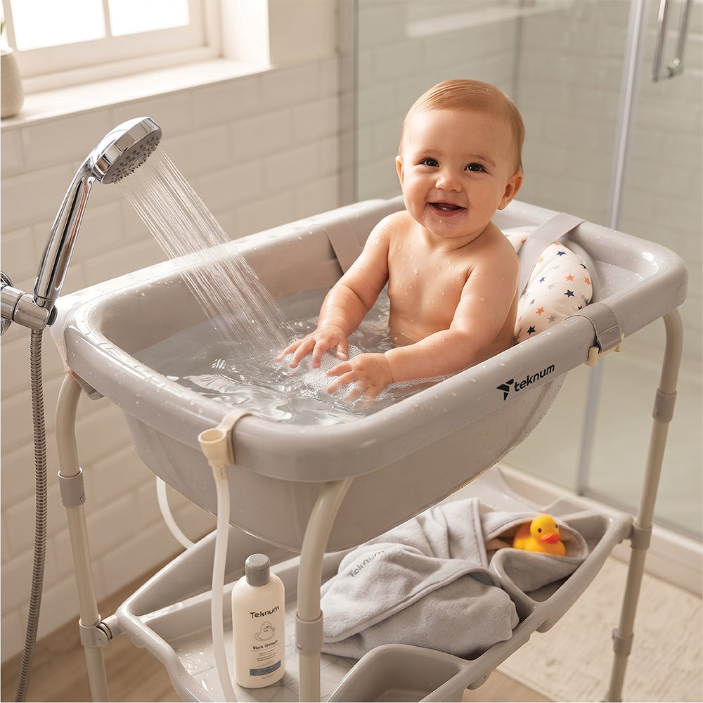 Teknum 2-In-1 Bath Tub & Changing Table - Grey