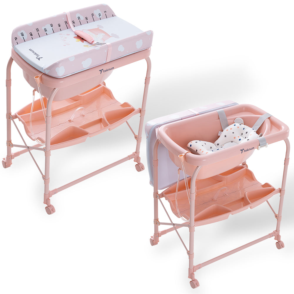 Teknum 2-In-1 Bath Tub & Changing Table - Pink