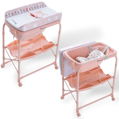 Teknum 2-In-1 Bath Tub & Changing Table - Pink