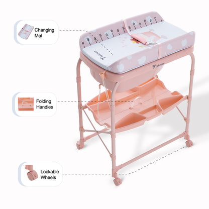 Teknum 2-In-1 Bath Tub & Changing Table - Pink