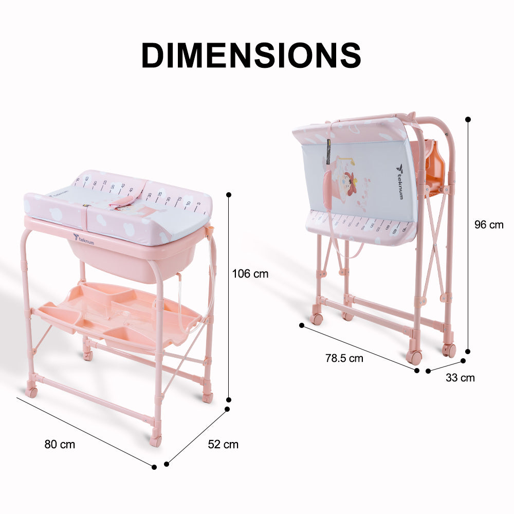 Teknum 2-In-1 Bath Tub & Changing Table - Pink