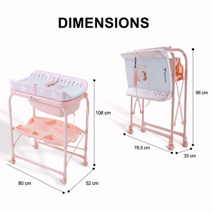 Teknum 2-In-1 Bath Tub & Changing Table - Pink