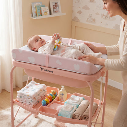 Teknum 2-In-1 Bath Tub & Changing Table - Pink