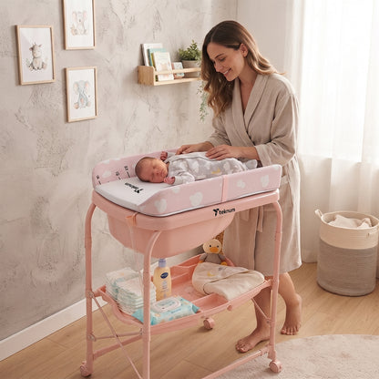 Teknum 2-In-1 Bath Tub & Changing Table - Pink