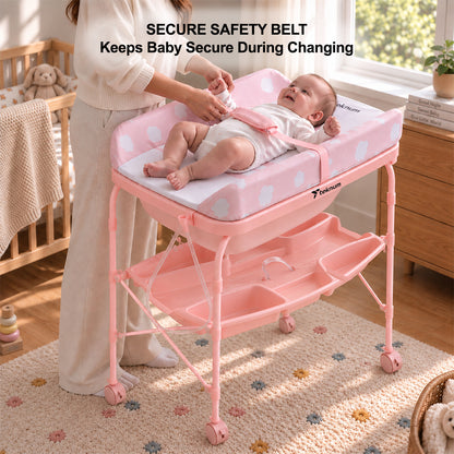 Teknum 2-In-1 Bath Tub & Changing Table - Pink