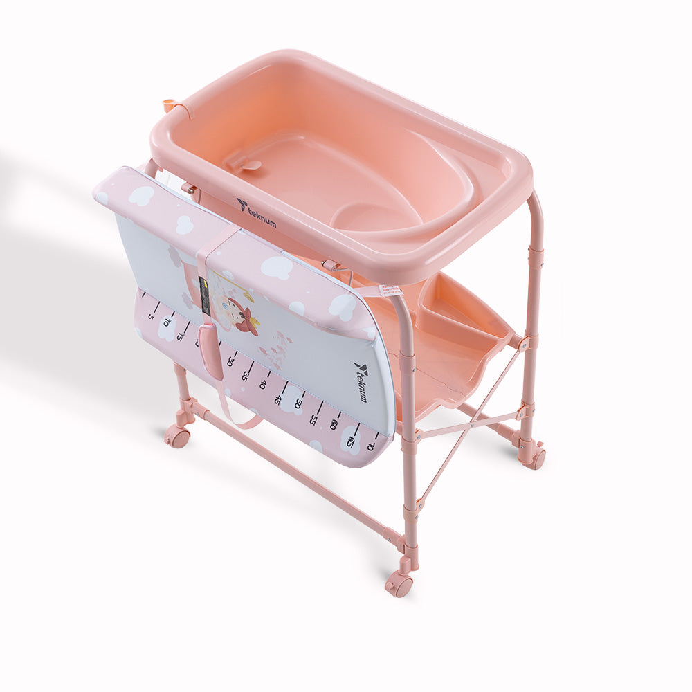 Teknum 2-In-1 Bath Tub & Changing Table - Pink