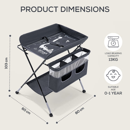 TEKNUM 4 - in - 1 Diaper Changing Table Organizer - Charcoal Grey