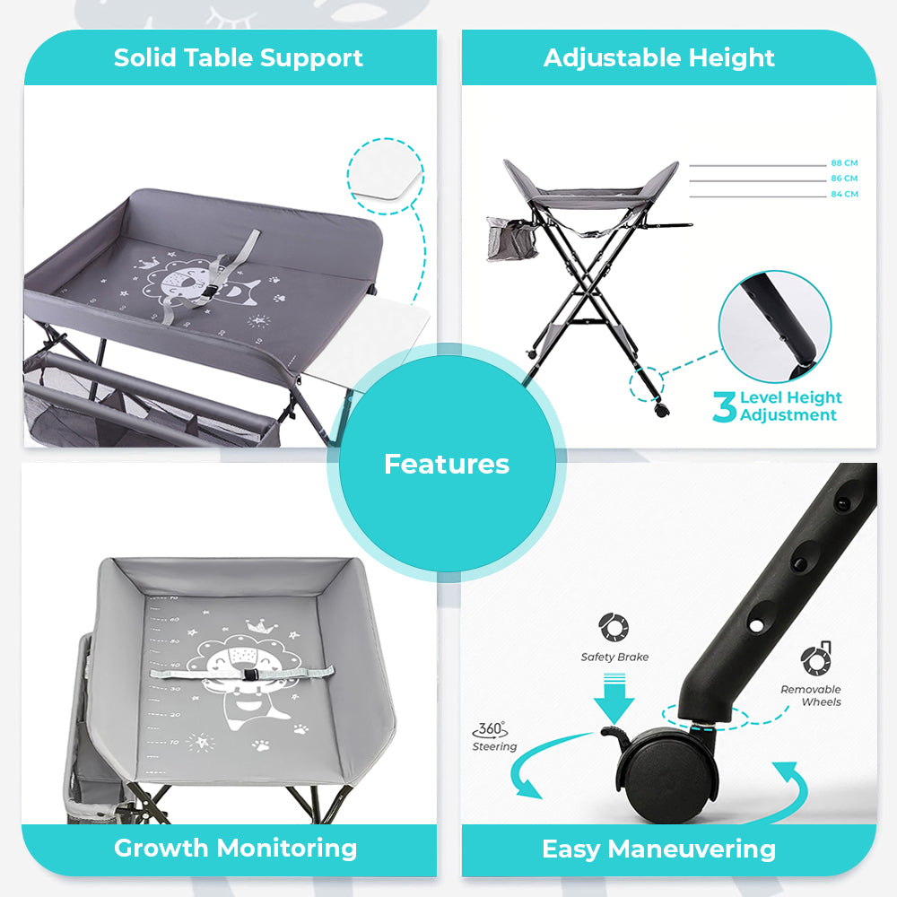 TEKNUM 4 - in - 1 Diaper Changing Table Organizer - Grey