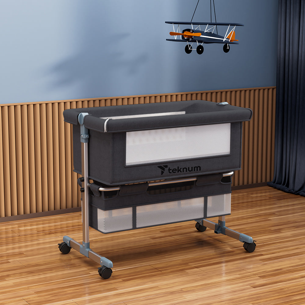 TEKNUM Moonlight Bedside Crib - Dark Grey