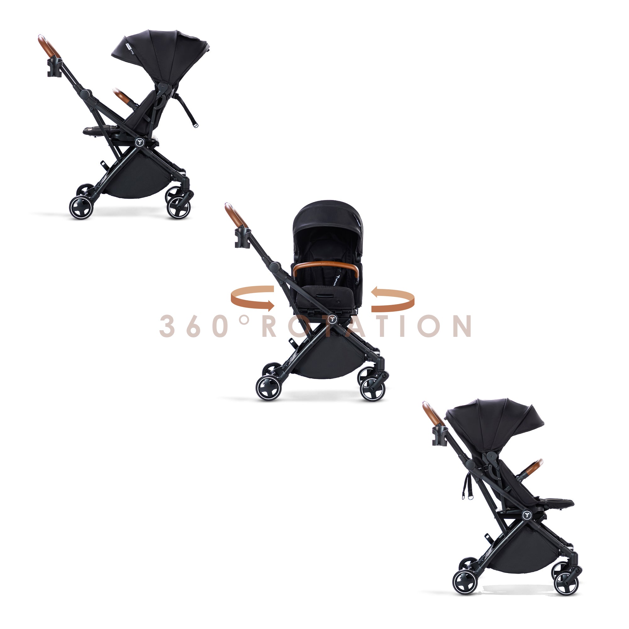 TEKNUM Compacto Auto Fold 360°  Reversible Stroller - Black