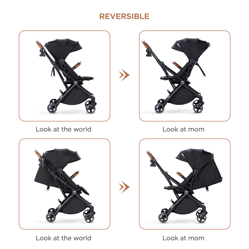 TEKNUM Compacto Auto Fold 360°  Reversible Stroller - Black