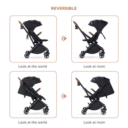 TEKNUM Compacto Auto Fold 360°  Reversible Stroller - Black