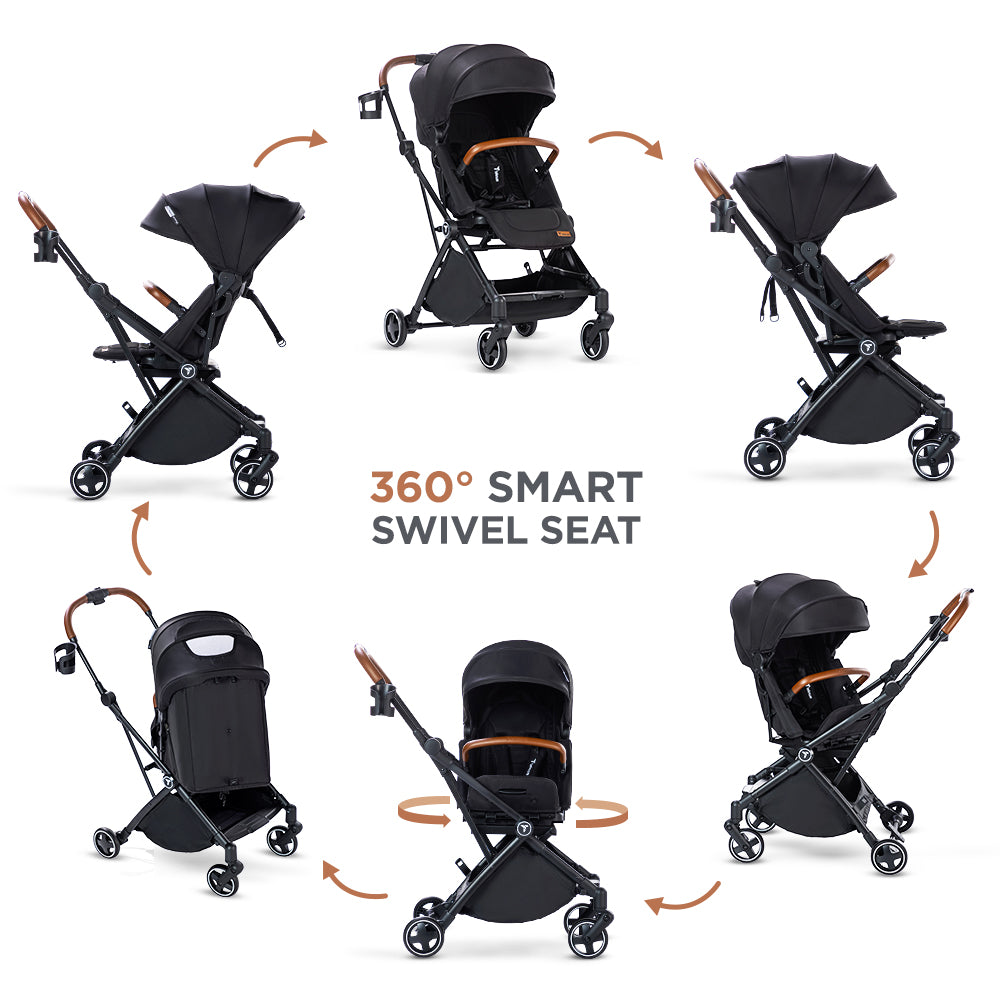 TEKNUM Compacto Auto Fold 360°  Reversible Stroller - Black