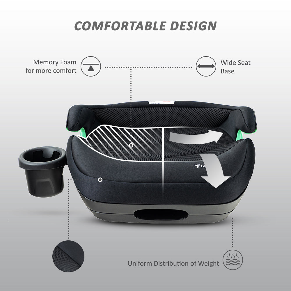 TEKNUM Car Seat I-Size Booster with 4 Reclining Mode & Isofix - Black
