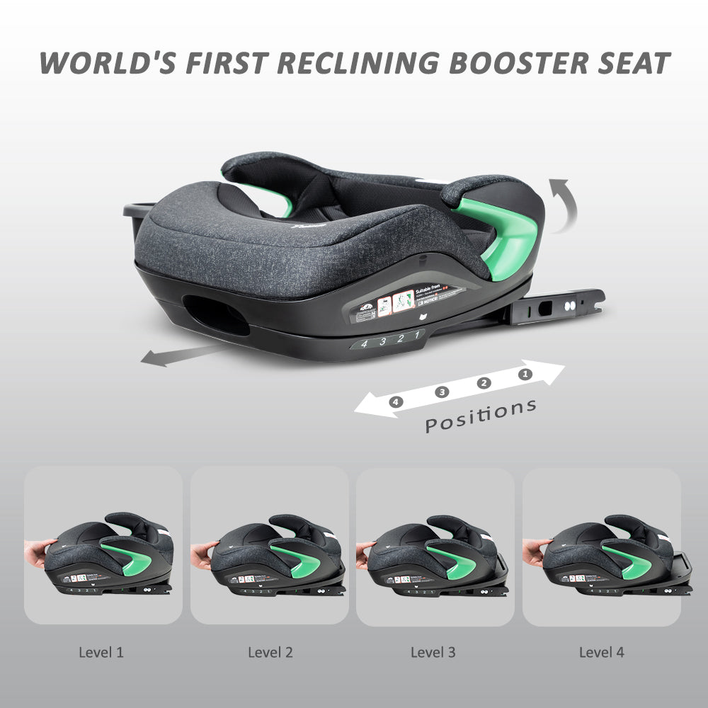 TEKNUM Car Seat I-Size Booster with 4 Reclining Mode & Isofix - Grey