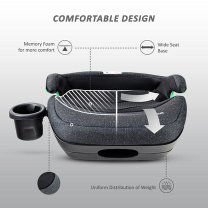 TEKNUM Car Seat I-Size Booster with 4 Reclining Mode & Isofix - Grey