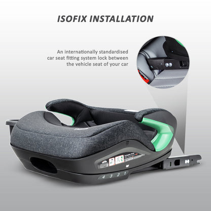 TEKNUM Car Seat I-Size Booster with 4 Reclining Mode & Isofix - Grey