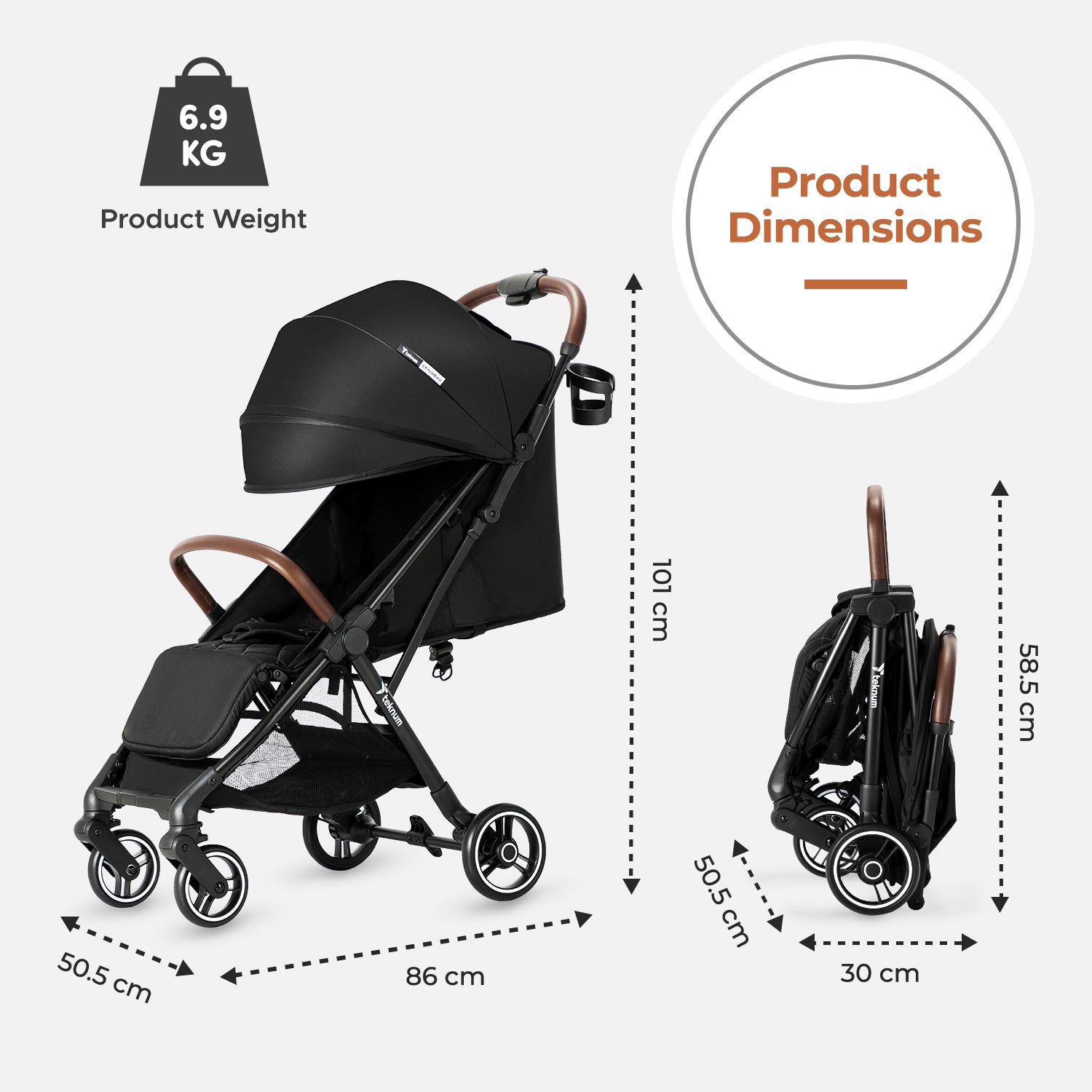 TEKNUM Travel EXPLORER 2 Auto Fold Stroller - Black