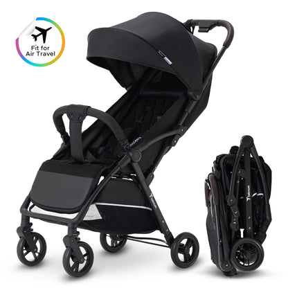 Teknum Explorer 4 Cabin-Friendly Stroller – One-Hand Auto-Fold Reclining Baby Stroller, Black