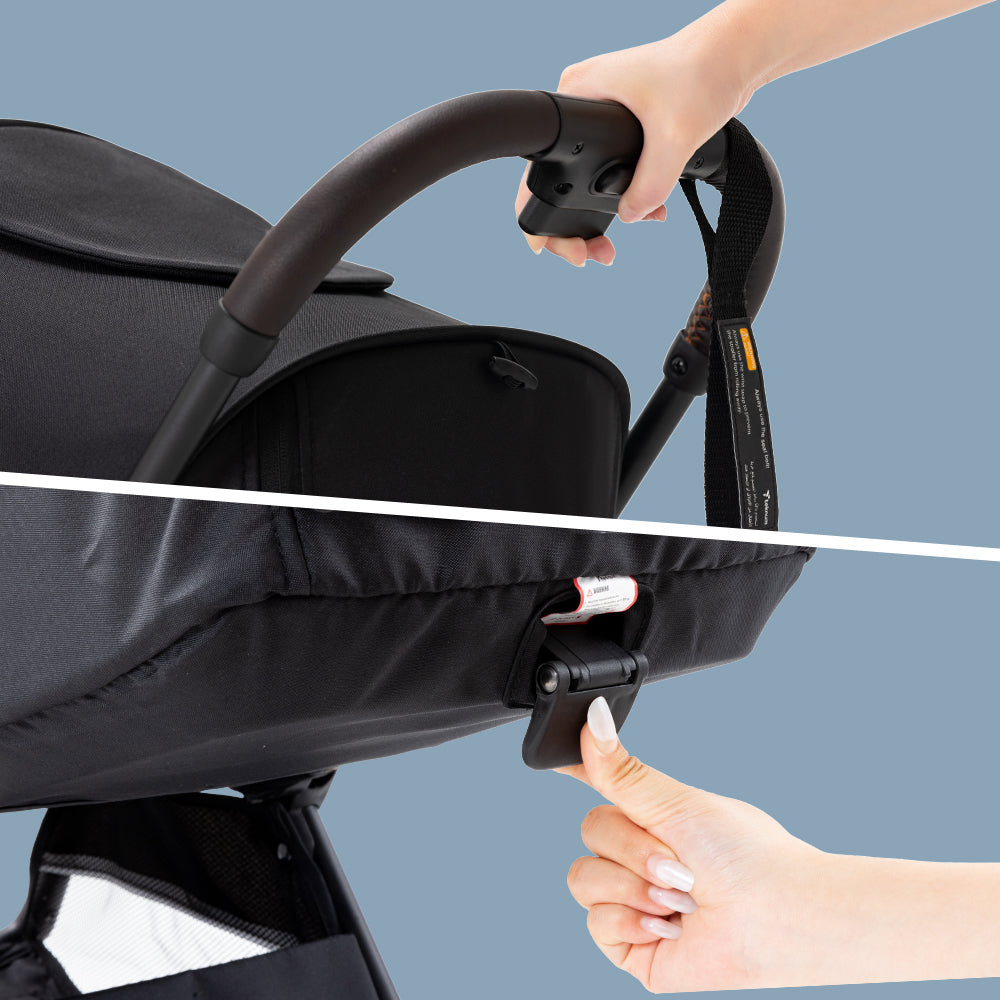 Teknum Explorer 4 Cabin-Friendly Stroller – One-Hand Auto-Fold Reclining Baby Stroller, Black