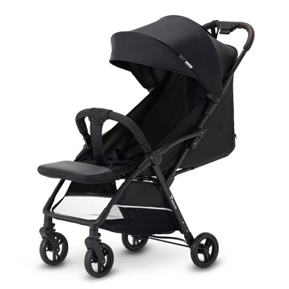 Teknum Explorer 4 Cabin-Friendly Stroller – One-Hand Auto-Fold Reclining Baby Stroller, Black