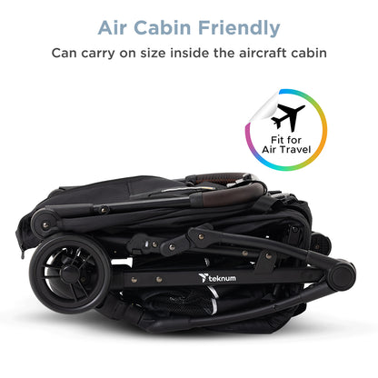 Teknum Explorer 4 Cabin-Friendly Stroller – One-Hand Auto-Fold Reclining Baby Stroller, Black
