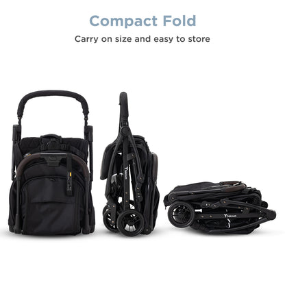 Teknum Explorer 4 Cabin-Friendly Stroller – One-Hand Auto-Fold Reclining Baby Stroller, Black