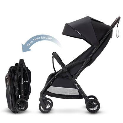 Teknum Explorer 4 Cabin-Friendly Stroller – One-Hand Auto-Fold Reclining Baby Stroller, Black