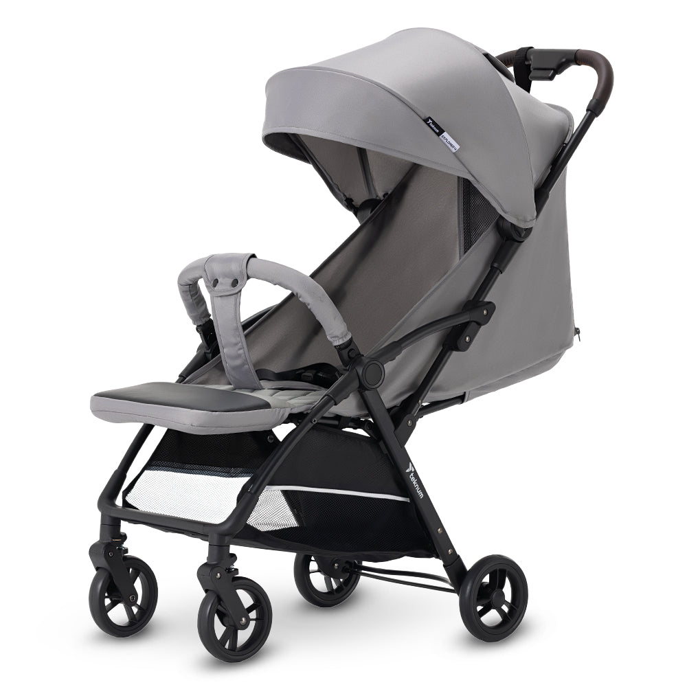 Teknum Explorer 4 Cabin-Friendly Stroller – One-Hand Auto-Fold Reclining Baby Stroller, Grey