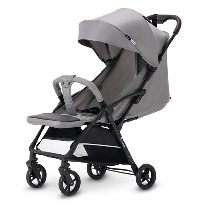 Teknum Explorer 4 Cabin-Friendly Stroller – One-Hand Auto-Fold Reclining Baby Stroller, Grey