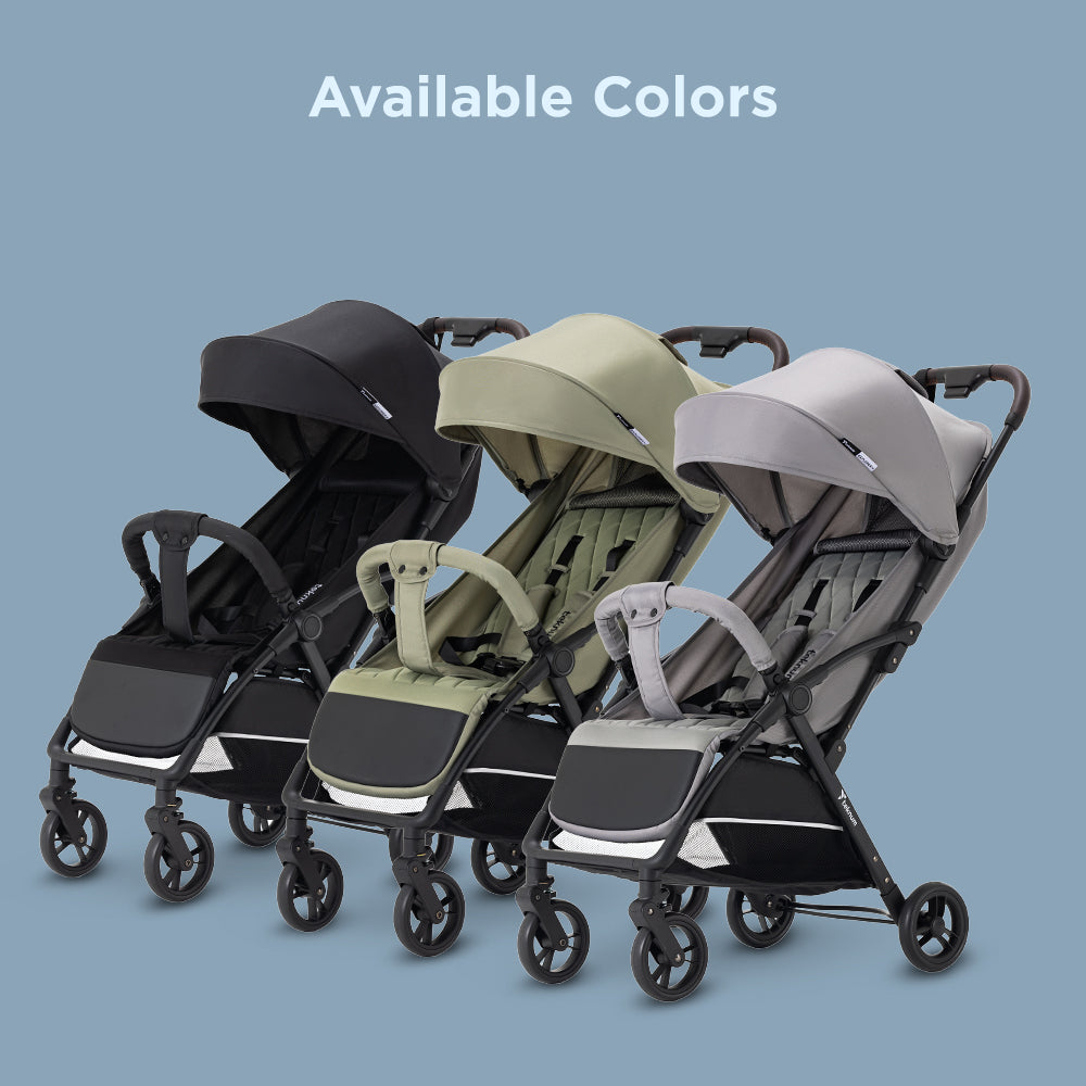 Teknum Explorer 4 Cabin-Friendly Stroller – One-Hand Auto-Fold Reclining Baby Stroller, Grey