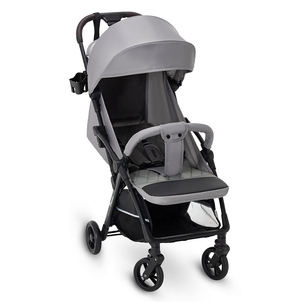 Teknum Explorer 4 Cabin-Friendly Stroller – One-Hand Auto-Fold Reclining Baby Stroller, Grey