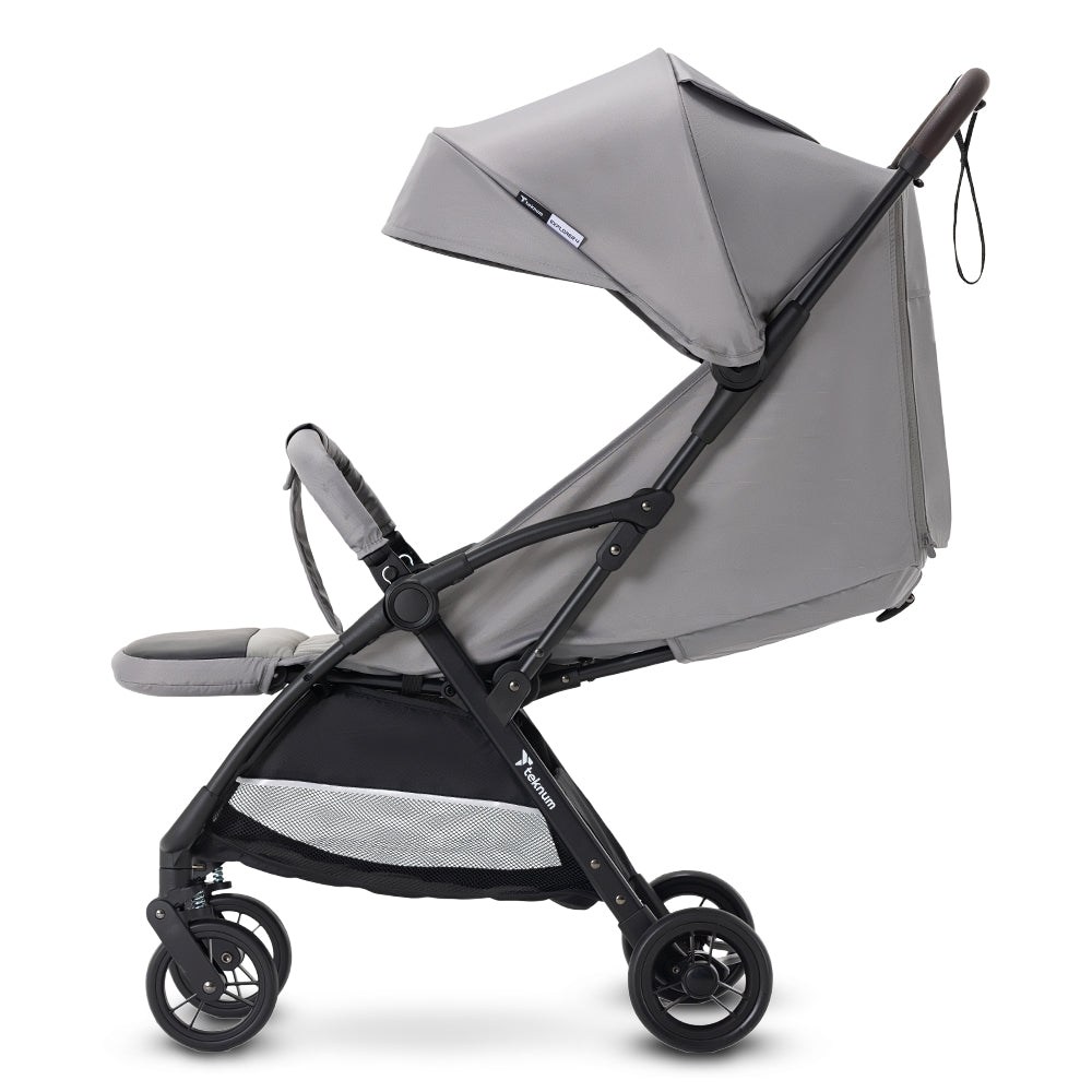 Teknum Explorer 4 Cabin-Friendly Stroller – One-Hand Auto-Fold Reclining Baby Stroller, Grey