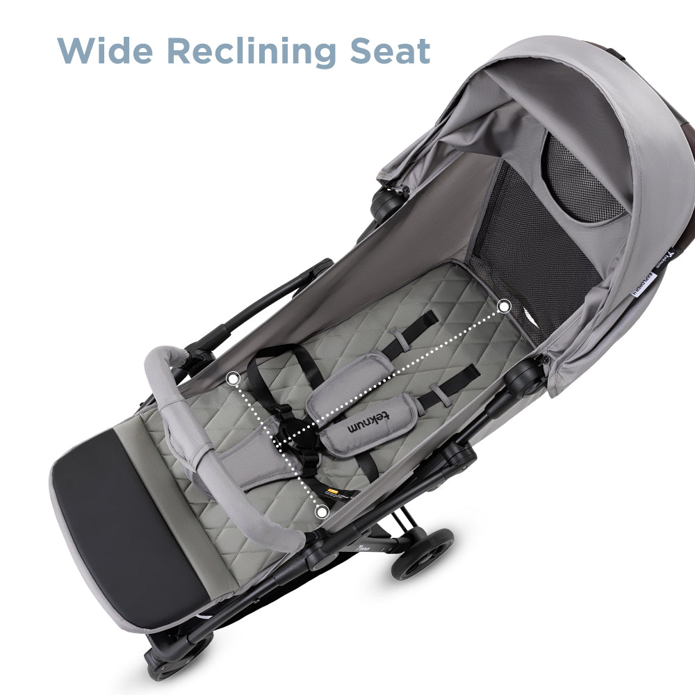 Teknum Explorer 4 Cabin-Friendly Stroller – One-Hand Auto-Fold Reclining Baby Stroller, Grey