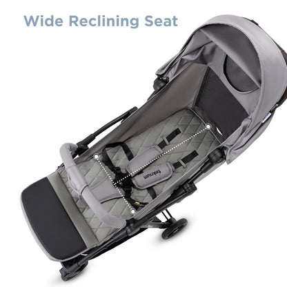Teknum Explorer 4 Cabin-Friendly Stroller – One-Hand Auto-Fold Reclining Baby Stroller, Grey