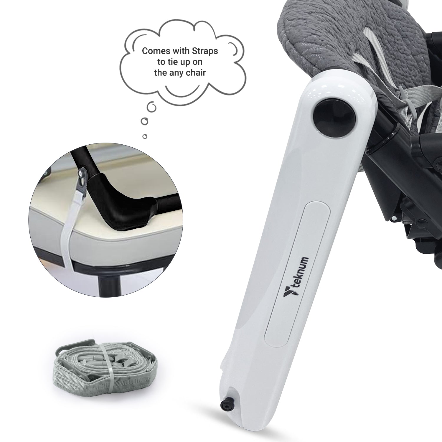 TEKNUM 3-IN-1 Kids Foldable Dining Booster Chair - Grey