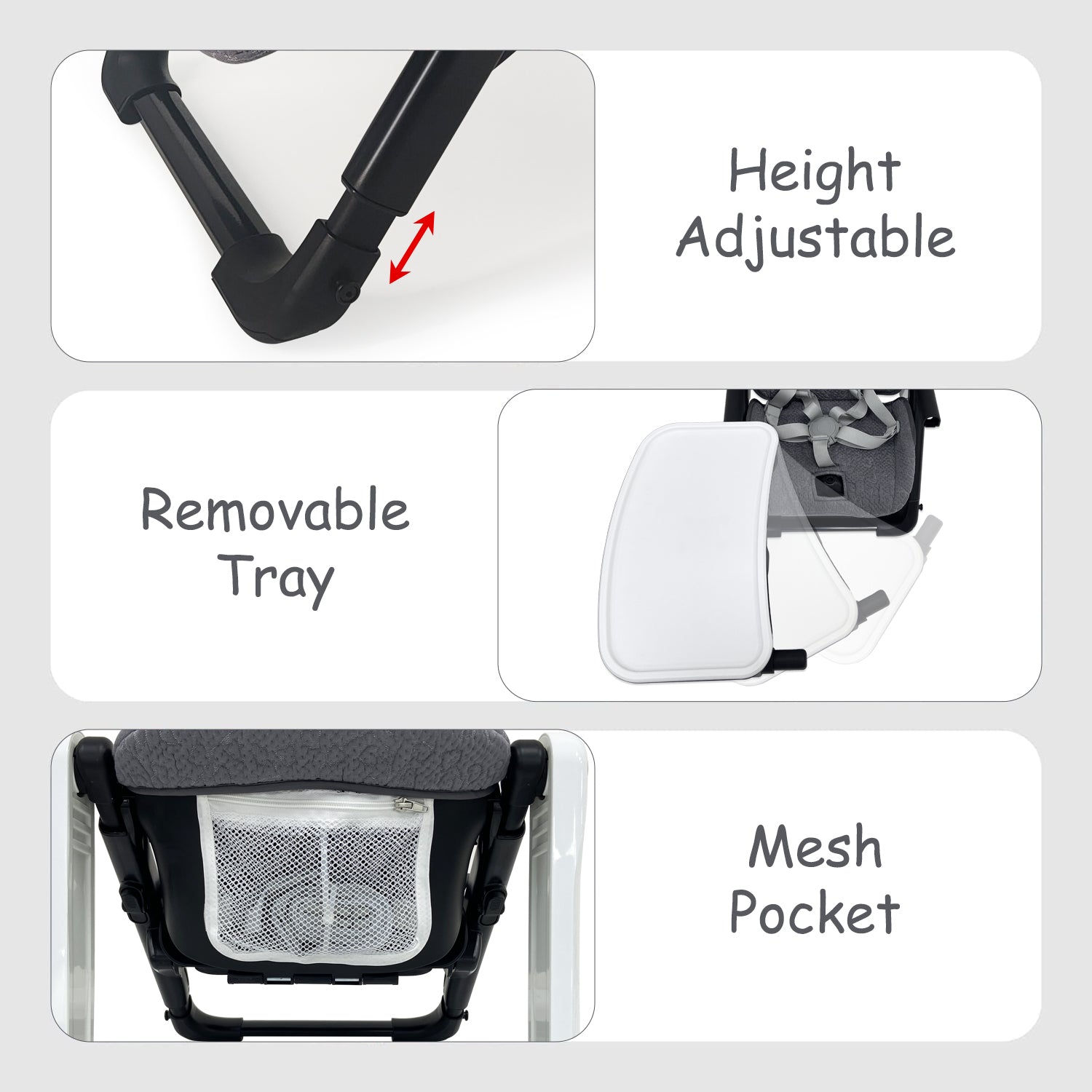 TEKNUM 3-IN-1 Kids Foldable Dining Booster Chair - Grey