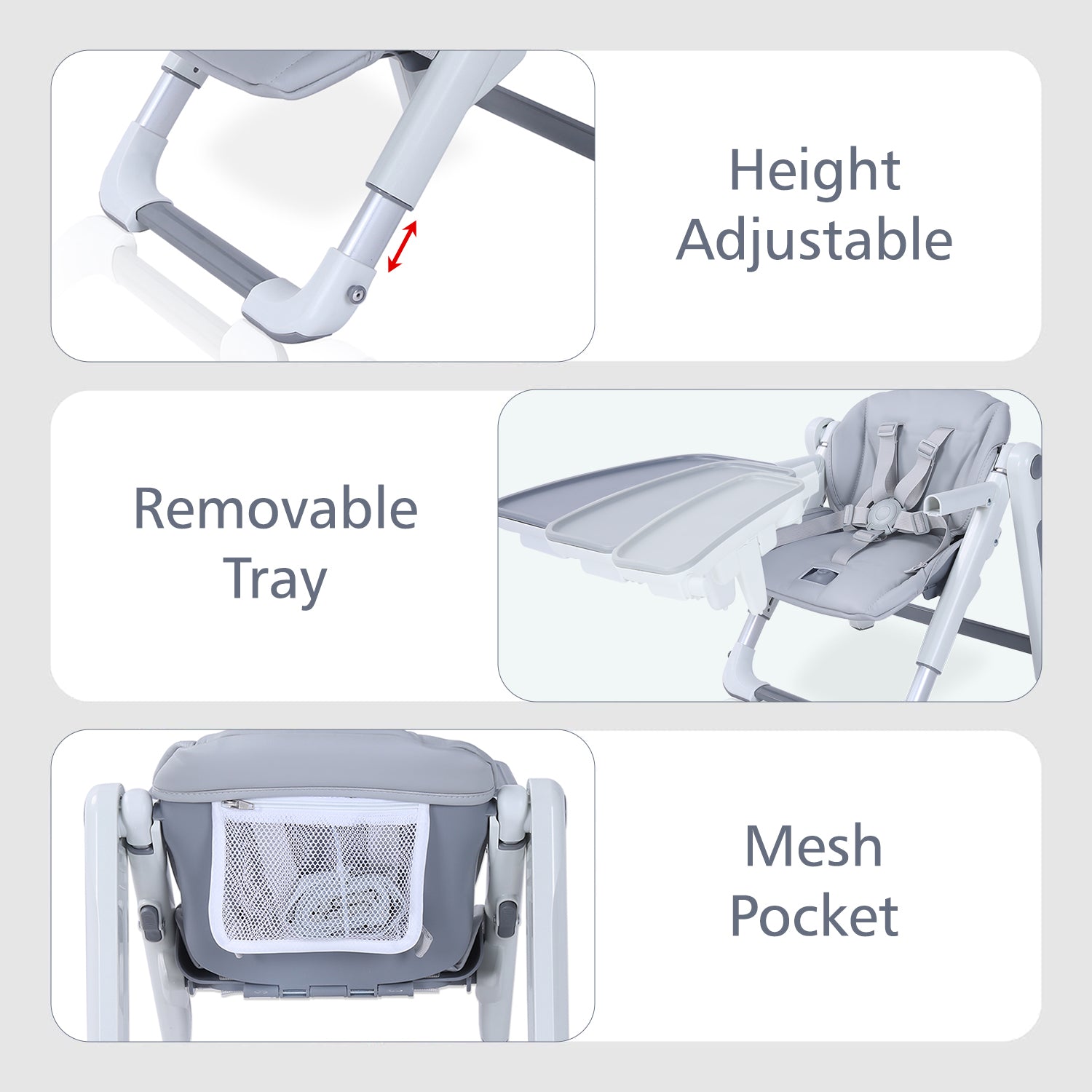 TEKNUM 3-IN-1 Kids Foldable Dining Booster Chair - Grey