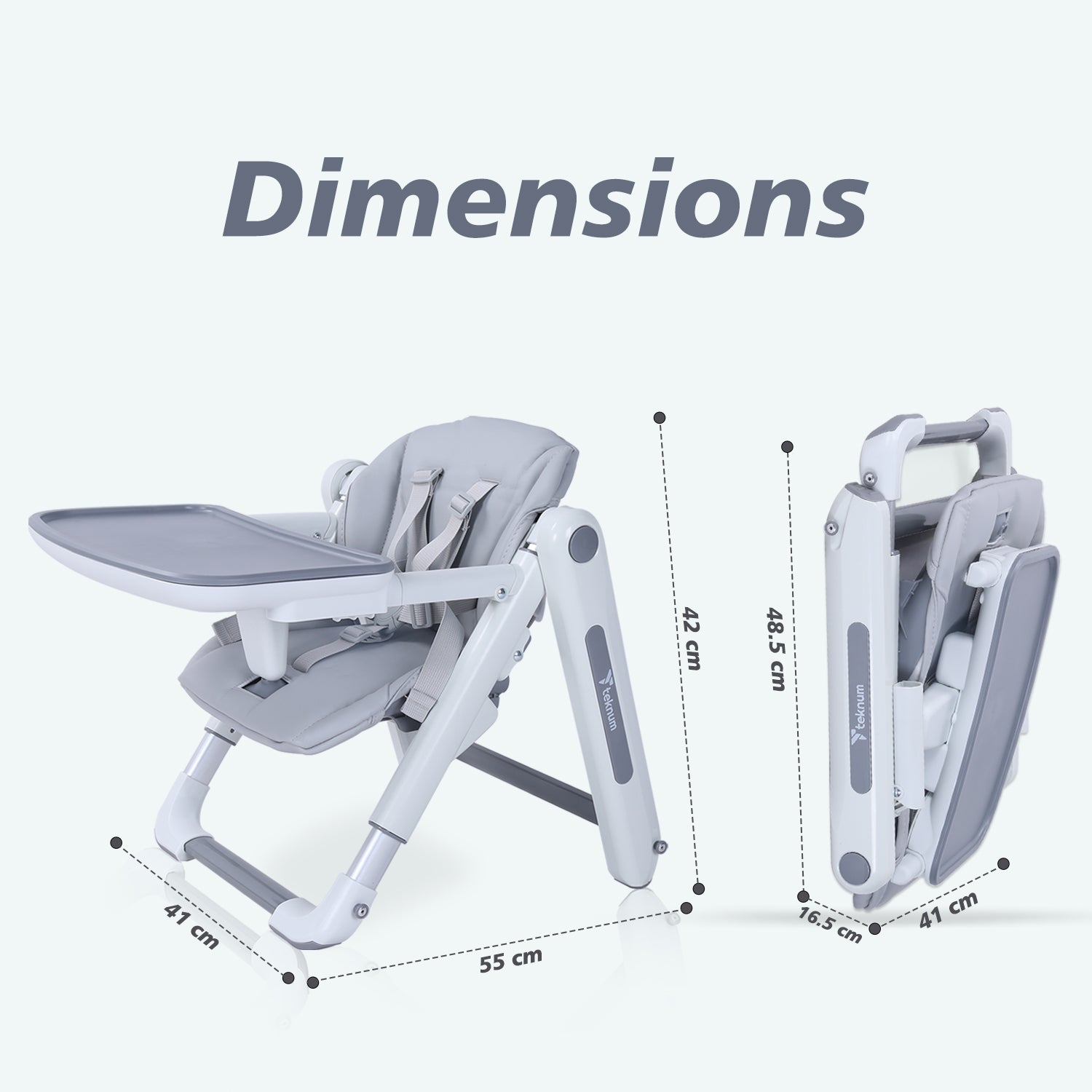 TEKNUM 3-IN-1 Kids Foldable Dining Booster Chair - Grey
