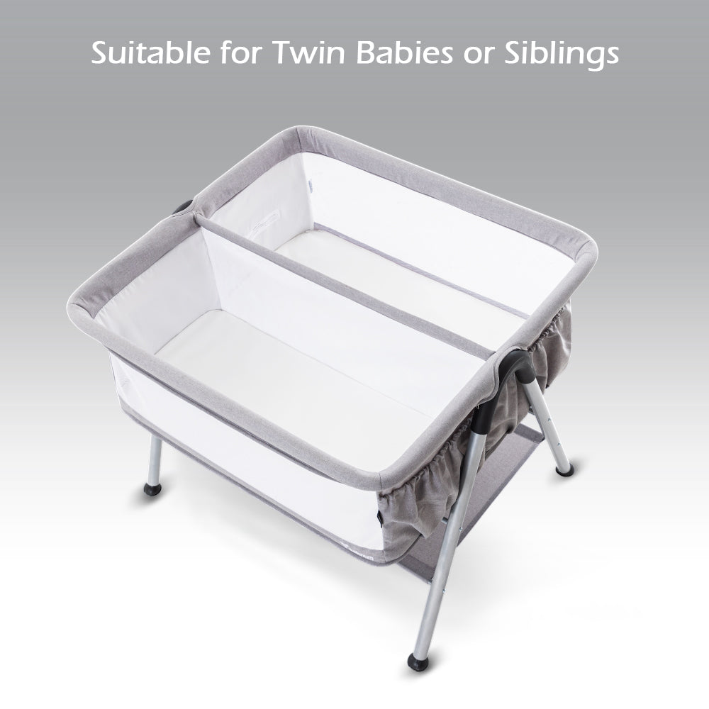 TEKNUM FELLOW 2 Twin Bedside Crib Bassinet - Grey