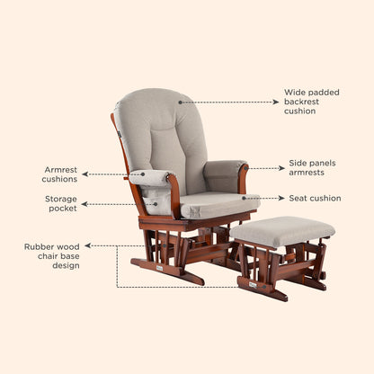 كرسي انزلاقي فاخر من TEKNUM مع طقم مسند قدم - بيج