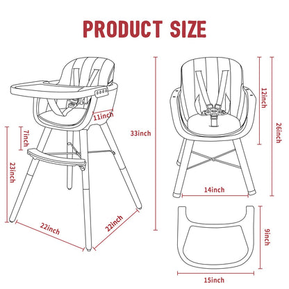 TEKNUM - Premium Dual Height Wooden High Chair - White