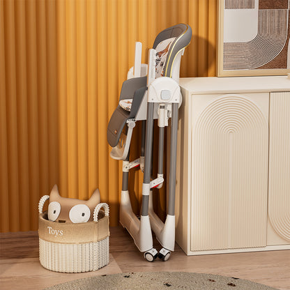 TEKNUM 5-IN-1 Swing with High Chair with Lockable wheels - Grey