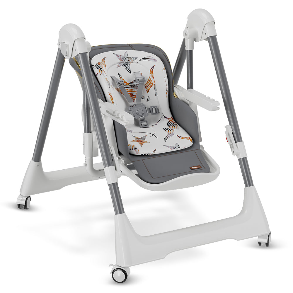TEKNUM 5-IN-1 Swing with High Chair with Lockable wheels - Grey