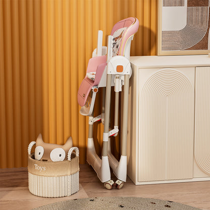 TEKNUM 5-IN-1 Swing with High Chair with Lockable wheels - Pink