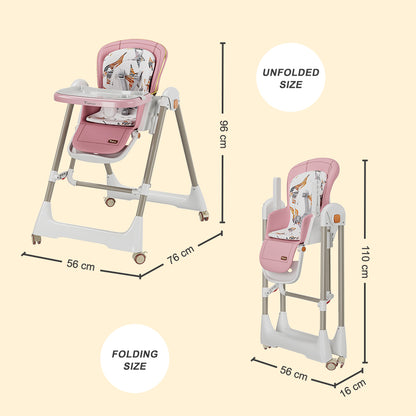 TEKNUM 5-IN-1 Swing with High Chair with Lockable wheels - Pink