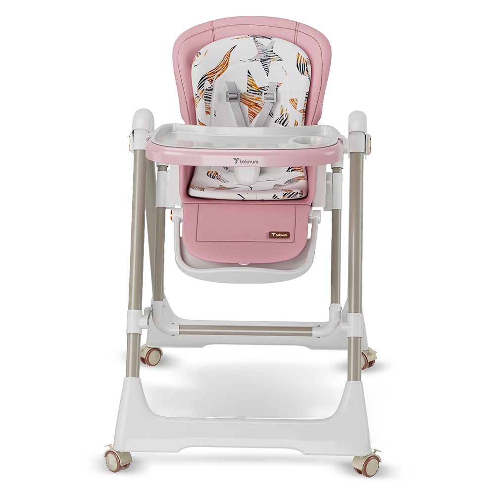 TEKNUM 5-IN-1 Swing with High Chair with Lockable wheels - Pink